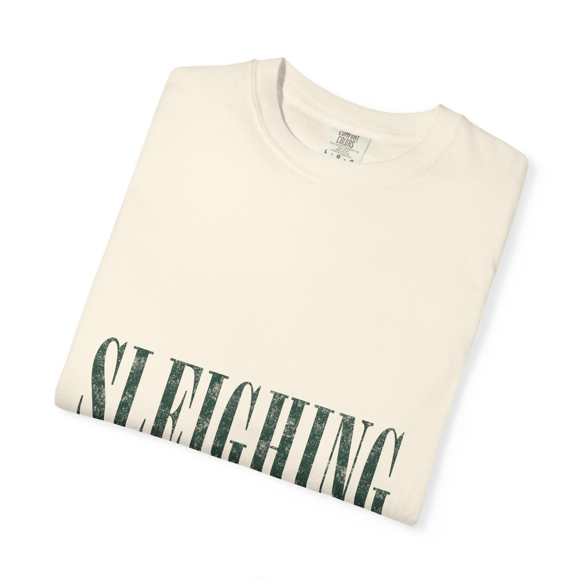 Sleighing Tee — Vintage Holiday Graphic T-Shirt with 'SLEIGHING, OBVIOUSLY.' Print