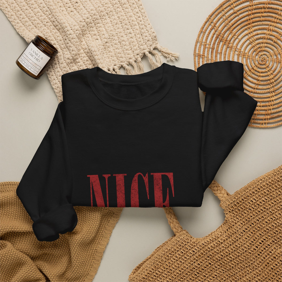 Nice-ish Crewneck Sweatshirt – Playful Retro Graphic Pullover