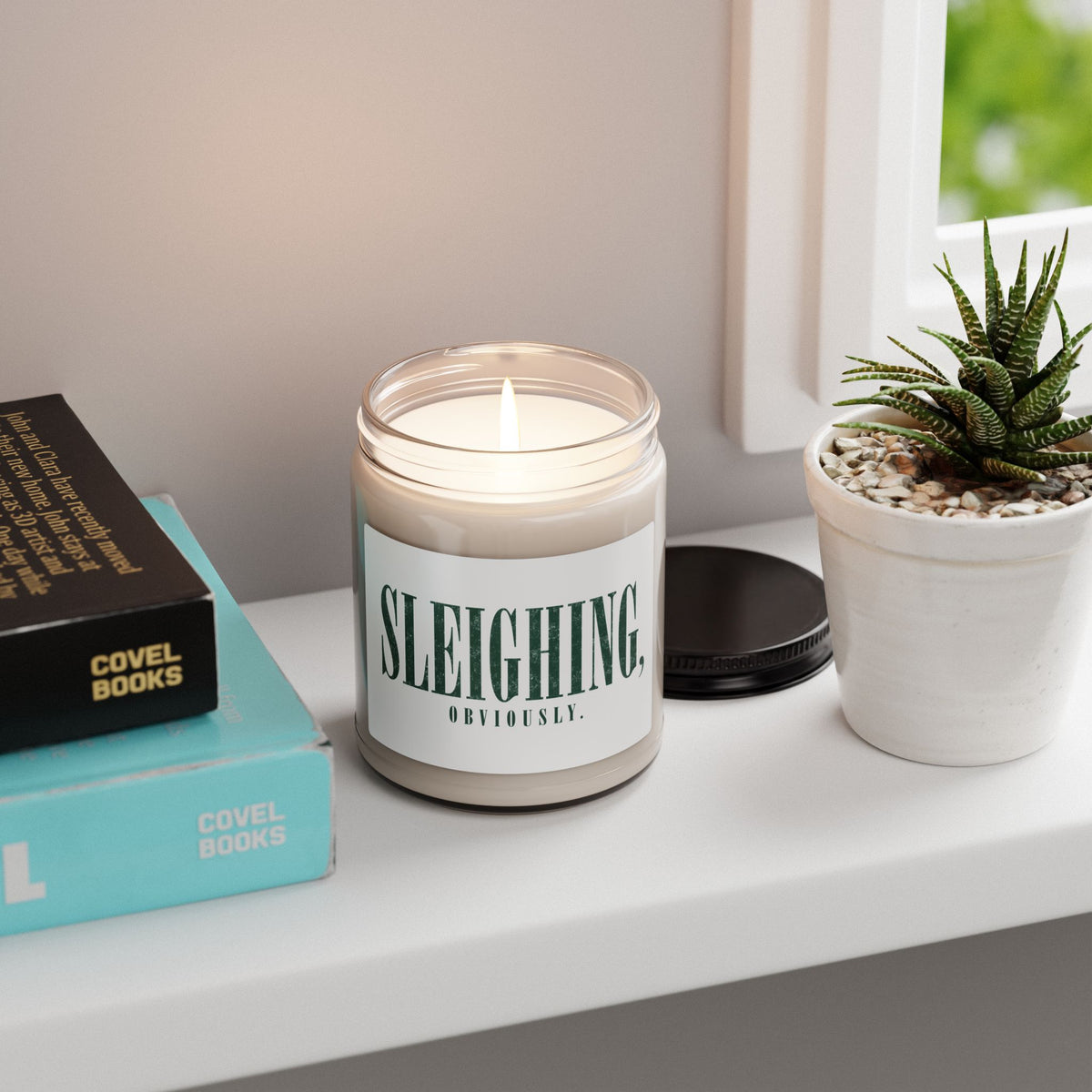 Sleighing, Obviously. Scented Soy Candle — 9oz Holiday Pine & Spice Jar